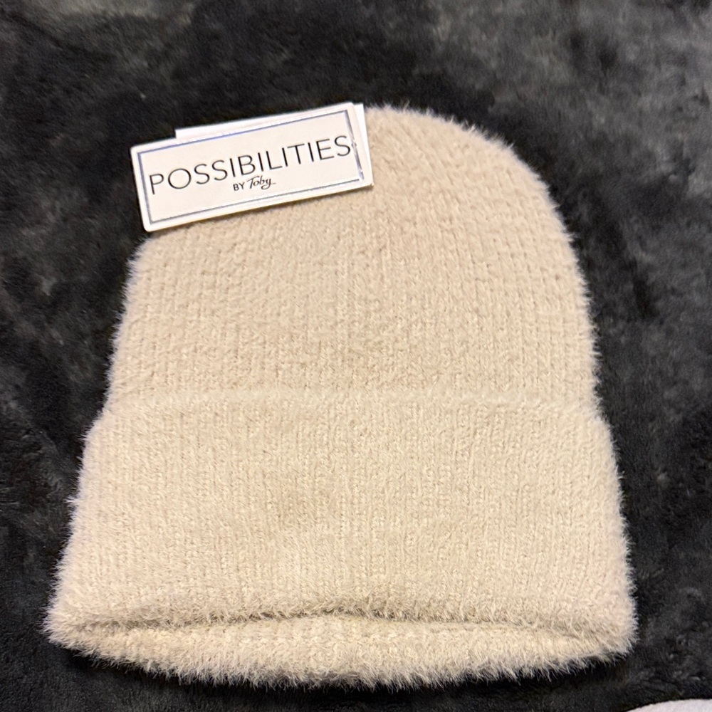 Woman’s New Cream Knit Beanie Possibilities by Toby